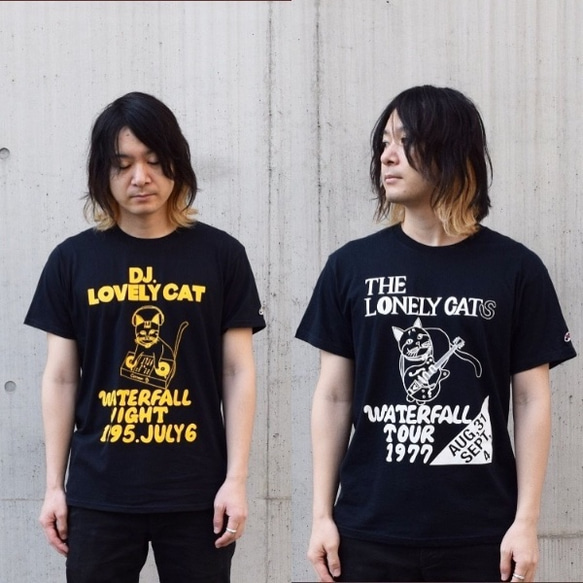 【夏の福袋（creema限定）】猫ツアーTシャツ2枚（サイズ各お選び頂けます。S、M、L）　WATERFALLオリジナル 1枚目の画像