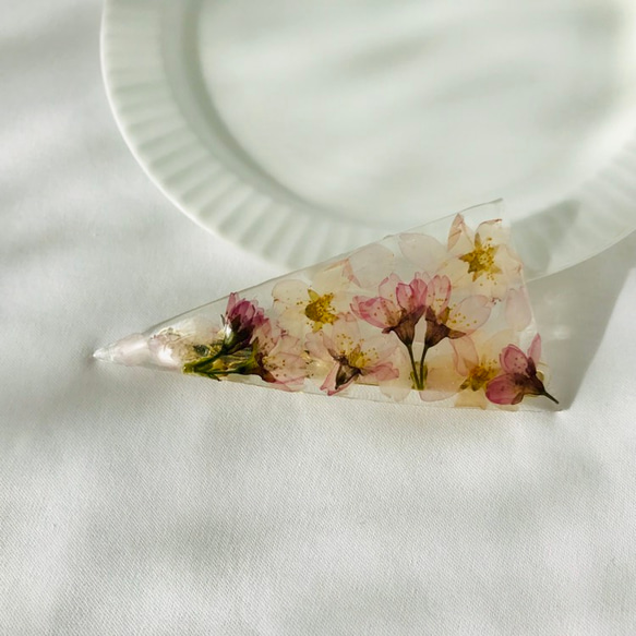 期間限定・本物のお花...さくらのヘアバレッタ / Barrette of SAKURA bouquet [B] 4枚目の画像