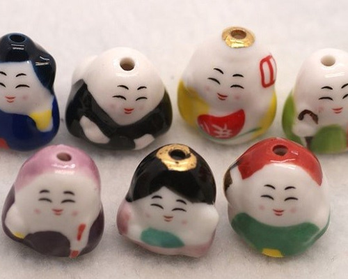 七福神パーツ 7個入り 手芸材料 陶器 縁起物 チャーム onion