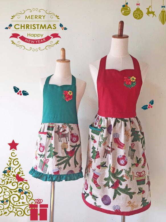 ハンドメイド　エプロン　クリスマス　専用 大人用】クリスマスエプロン エプロン エプロンと布小物 MUMU-RU 通販