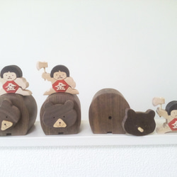 木製五月人形　熊と金太郎  特大サイズ ウオルナット（五月人形、初節句、子供の日） 5枚目の画像