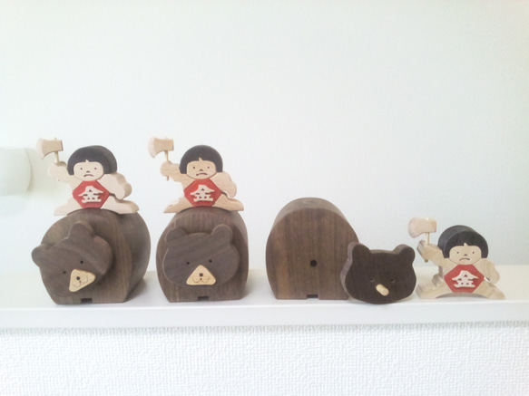 木製五月人形　熊と金太郎  特大サイズ ウオルナット（五月人形、初節句、子供の日） 5枚目の画像