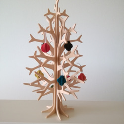 木製　クリスマス ツリー 25cm と　サンタとトナカイのセット (材質:MDF厚み2.5mm） 4枚目の画像