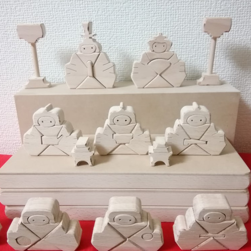 組木 お雛様 3段10人飾り（トールペイントにどうですか？） ひな人形