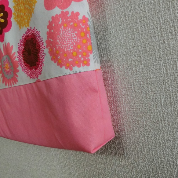 【大きいサイズ】体操着袋　お着替え巾着　花柄　北欧　ピンク 女の子　 2枚目の画像