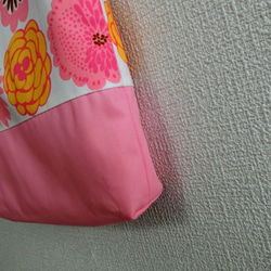 体操着袋　お着替え巾着　花柄　ピンク　北欧風 女の子　 3枚目の画像