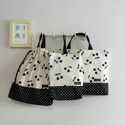 ハンドメイドレッスンバッグ・シューズバッグ・お着替え袋 3点・くまくんと飛行機 ハンドメイドレッスンバッグ・シューズバッグ・お着替え袋 3点・くま