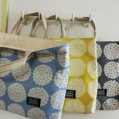 SALE レッスンバッグ サークルフラワー 花柄 あじさい 北欧風 レッスン