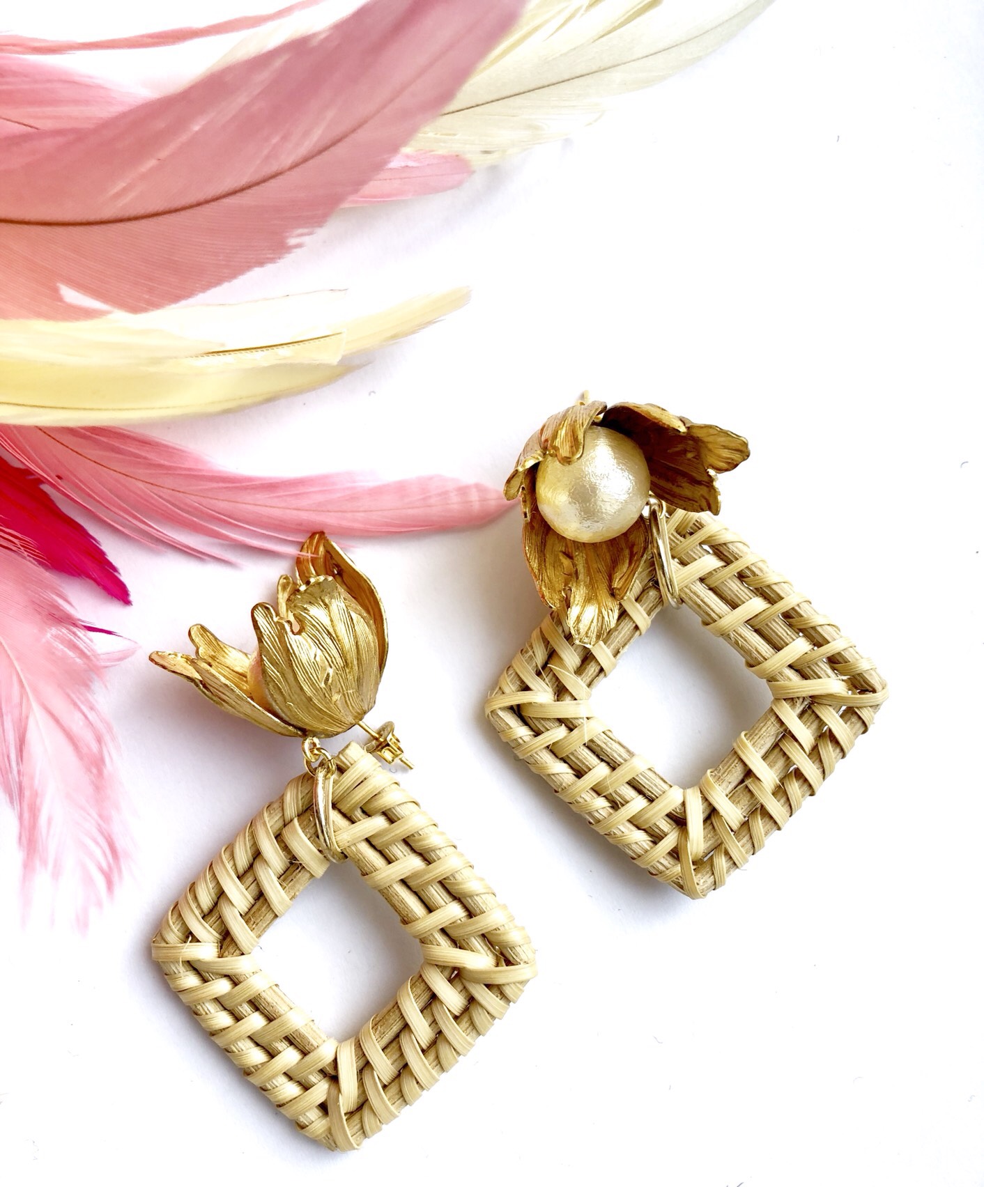 ◆送料無料◆Garden square basket イヤリング