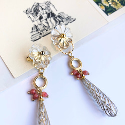 Chandelier flower ニッケルフリーピアス、イヤリング(クリップ式) フランス製ビンテージパーツ使用 2枚目の画像