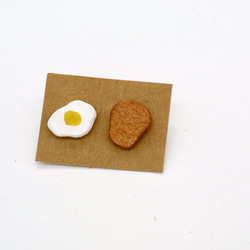 空氣少女AG  |  手作 皮革 耳環－早餐系列（可改夾式） 第3張的照片