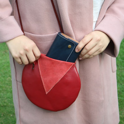 エア女の子AG |縫製シープスキンハイドレーションパックパケットラウンド円形ショルダーバッグパッケージ斜めのバックパック 3枚目の画像