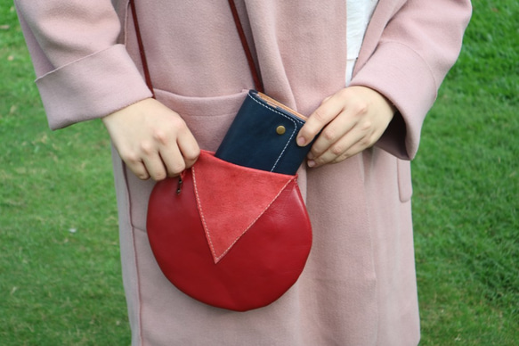 エア女の子AG |縫製シープスキンハイドレーションパックパケットラウンド円形ショルダーバッグパッケージ斜めのバックパック 3枚目の画像