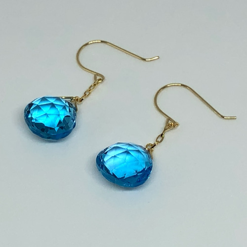 K18 スイスブルートパーズ【イヤリング変更可能】 ピアス（フック