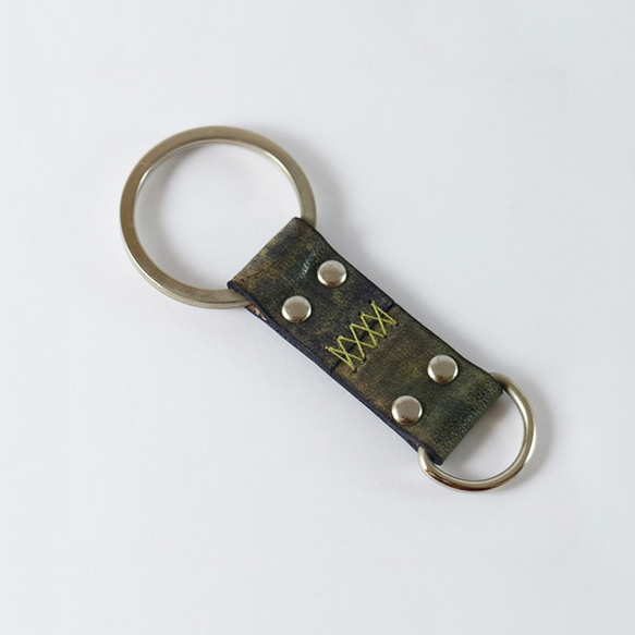 特製牛皮手染鑰匙環 - 青銅綠 - 第2張的照片