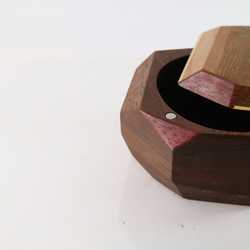特製拼木鑲磁吸蓋多邊形盒 - 胡桃木 x 紫心木 - 第6張的照片