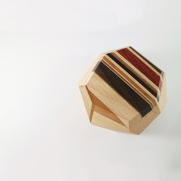 特製拼木鑲磁吸蓋多邊形盒 - 山毛櫸木 x 柚木 - 第3張的照片