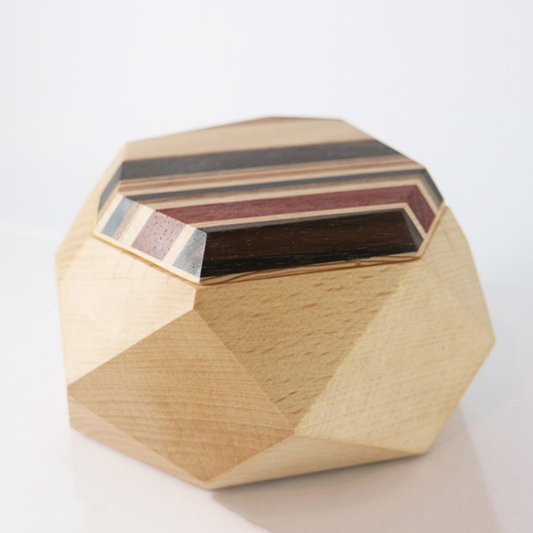 特製拼木鑲磁吸蓋多邊形盒 - 山毛櫸木 x 柚木 - 第6張的照片