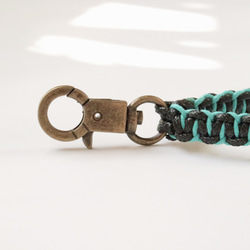 編織鑰匙圈 - 眼鏡蛇腹紋編(黑+土耳其藍) 第4張的照片