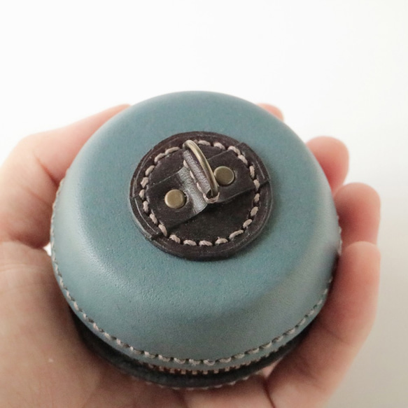 小圓夾心蛋糕皮革收納盒/零錢盒/耳機盒 - 土耳其藍 - 第2張的照片