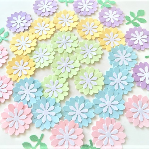デイジークラフトパンチ花5色 30枚+葉っぱ10枚 デイジー その他素材  