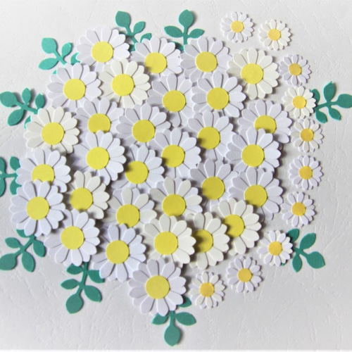 クラフトパンチ花マーガレット☆40枚+葉っぱ10枚 その他素材 haruhisa