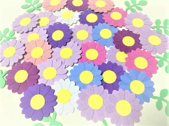 紫系　クラフトパンチ花30枚+葉っぱ10枚　 2枚目の画像