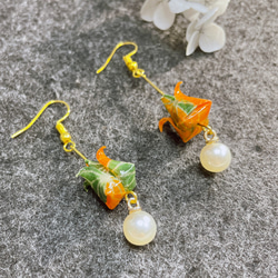 摺紙系列⎪和風小花珍珠耳環 第1張的照片