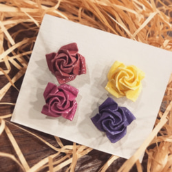 摺紙系列⎪紫玫瑰耳環 (單) 第3張的照片