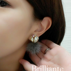 【取り外し簡単！ 】2way Fur Earring 5枚目の画像