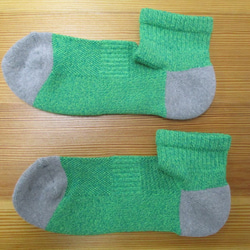 ＳＵＭＩｙａｒｎ　炭繊維を使った靴下　底パイルショートソックス　メンズ　グリーン 1枚目の画像