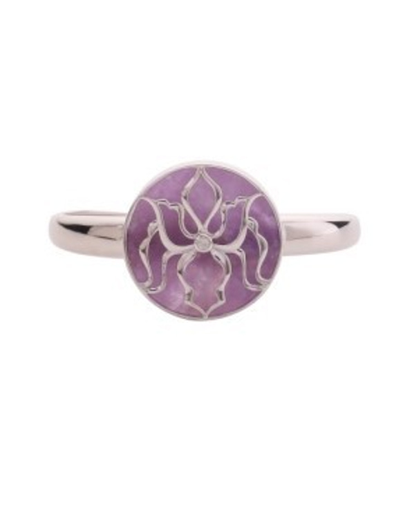 紫水晶S925純銀電白金紫花鳶尾鋯石開口均碼手環 06 第1張的照片