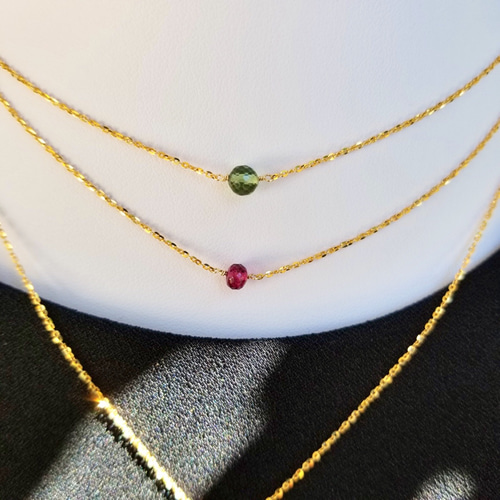 14Kgf天然石ネックレス ダンガリーに赤ひとつ♡ 【公式通販】