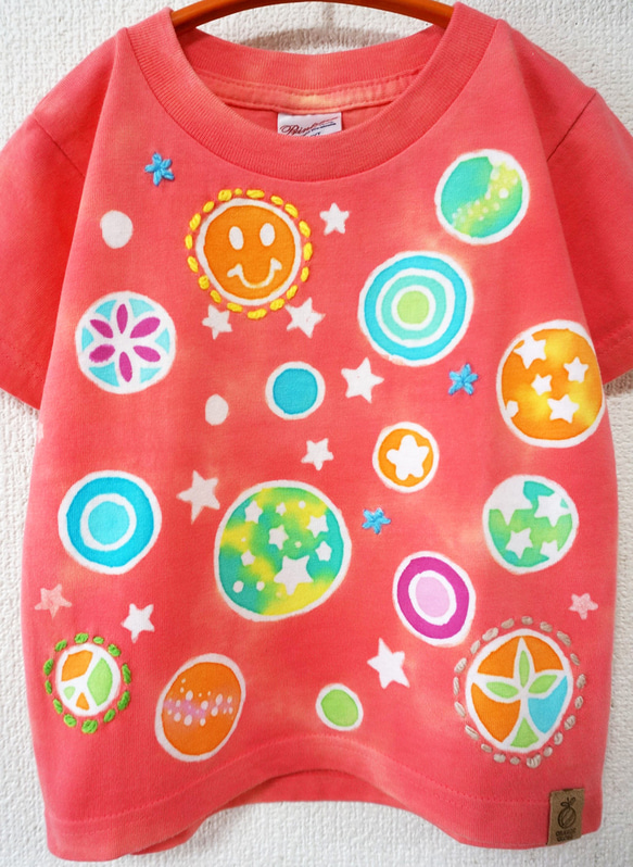 ろうけつ染め☆ミズタマスマイルtee　100cm 3枚目の画像