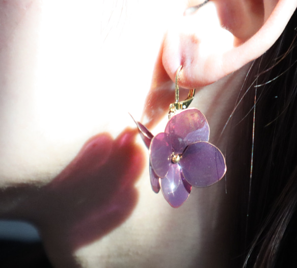 【期間限定】秋色紫陽花のピアス(紫) 5枚目の画像