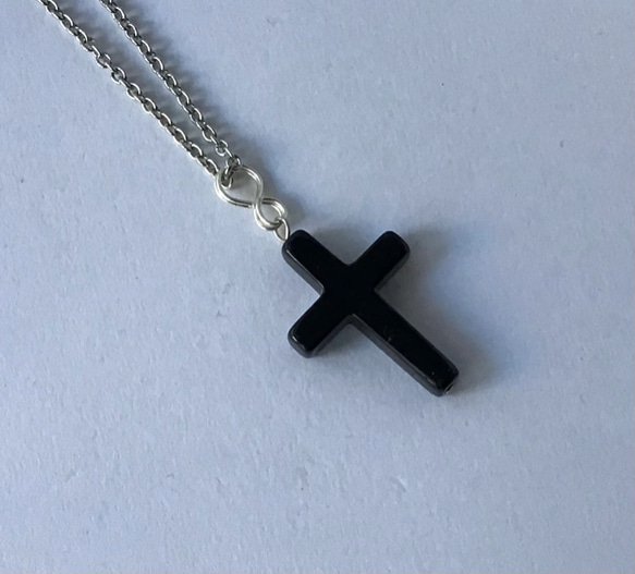 希少 KAPITAL オニキス 十字架 ネックレス STERLING刻印 オニキス十字架のネックレス ネックレス・ペンダント みつこ