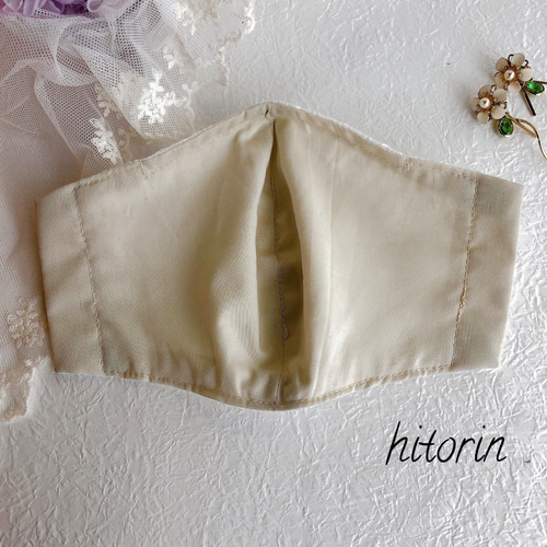 Creema限定】☆レースマスク カメリア刺繍 カットワーク ライトグレー 