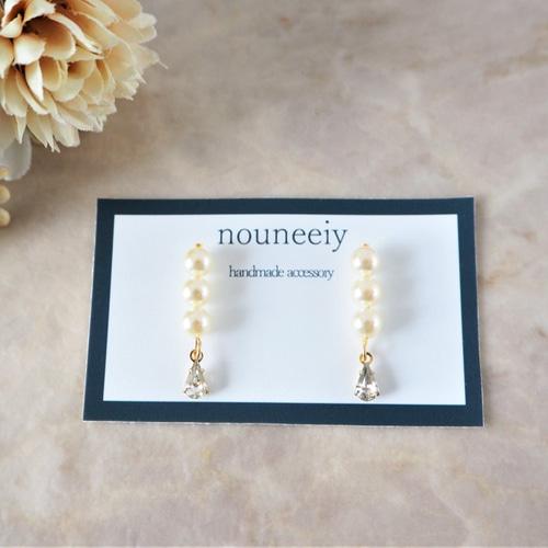 縦ラインパール ピアス/イヤリング ピアス（その他） nouneeiy