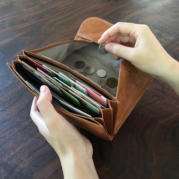 風琴マチの長財布『キャメル』ヌメゴート革・ H&K 長財布 arles-s 通販