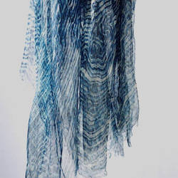 麻 藍染めストール 2枚目の画像