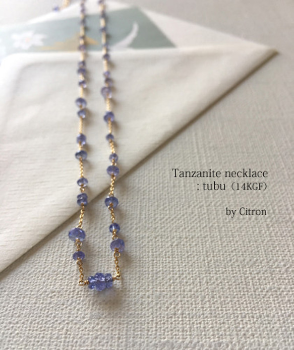 タンザナイトのネックレス:つぶつぶ｜ tanzanite necklace（K14GF） 1枚目の画像