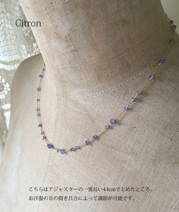 タンザナイトのネックレス:つぶつぶ｜ tanzanite necklace（K14GF） 4枚目の画像