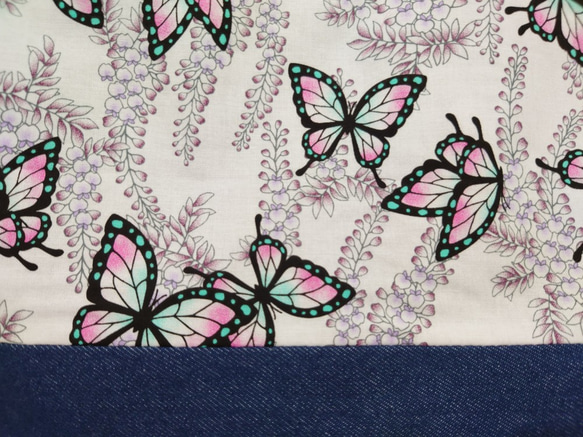 蝶の舞＊藤の花　巾着フタ付きトートバッグ 3枚目の画像
