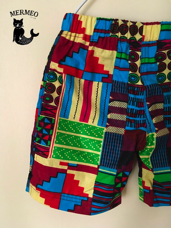 【80〜120】キッズ 男の子 アフリカンファブリック ショートパンツ 2枚目の画像
