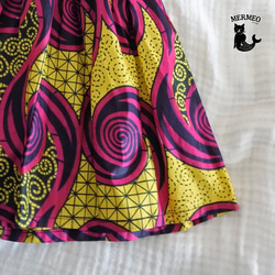 【90/100】 キッズ 女の子 アフリカンファブリック ふんわり膝下丈スカート　ピンクぐるぐる 7枚目の画像