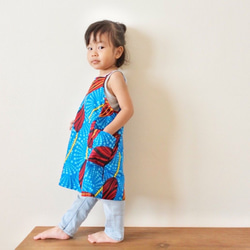 &lt;90 / 100,110 / 120&gt;兒童女孩非洲面料連衣裙藍芽 第1張的照片
