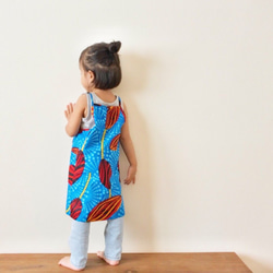 &lt;90 / 100,110 / 120&gt;兒童女孩非洲面料連衣裙藍芽 第4張的照片