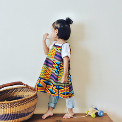 &lt;90 / 100,110 / 120&gt;兒童女孩非洲面料連衣裙多彩 第1張的照片
