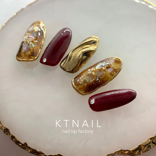 ニュアンスネイル/べっ甲ネイル/ミラーネイル/ボルドーカラー ネイル