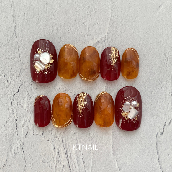 ボルドーべっ甲ニュアンスネイル 赤べっ甲 ゴールド 韓国 ベージュ 秋 冬 大人 ボルドーべっ甲ニュアンスネイルデザイン | TikTok
